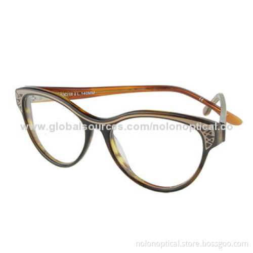 Foil Metal Plaque Insert into Acetate Front Eyeglasses